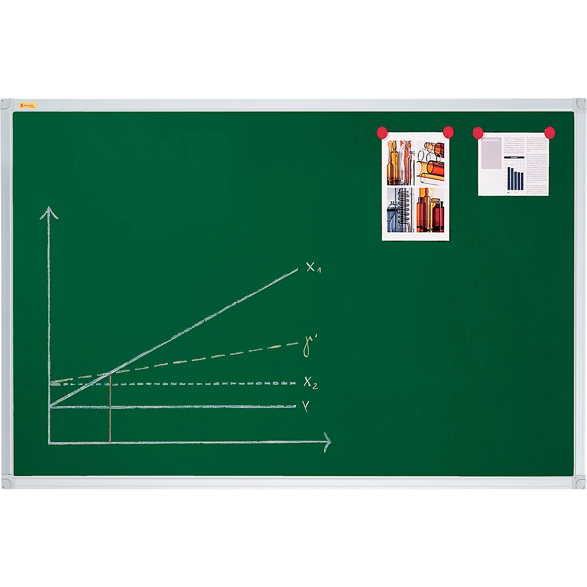 Kreidetafel X-tra!Line, 1800 x 900 mm, lackiert, Wandmontage, Hoch- & Querformat, magnethaftend, grün