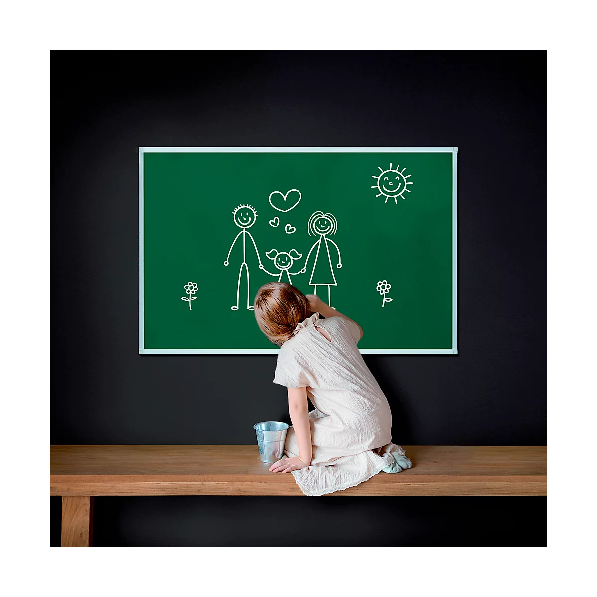 Krijtbord X-tra!Line, 1800 x 900 mm, gelakt, wandbevestiging, staand &amp; liggend formaat, magnetisch, groen