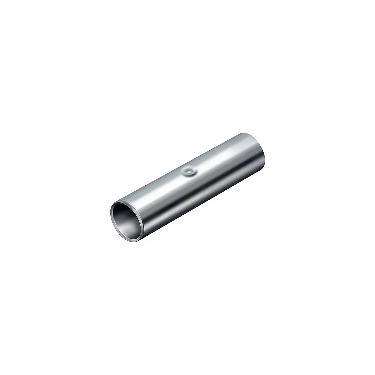 Cilindrische, zilveren metalen buis met een ingeprente verdieping.