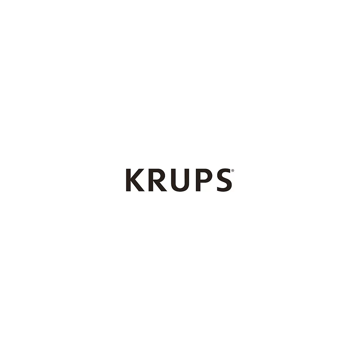 Das Logo der Marke Krups in schwarzen Großbuchstaben auf weißem Hintergrund.