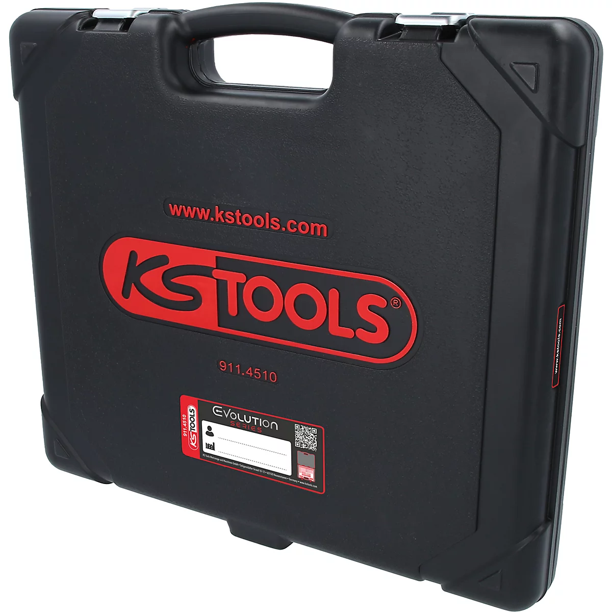 Schwarzer KS Tools Werkzeugkoffer aus Kunststoff mit rotem Logo.