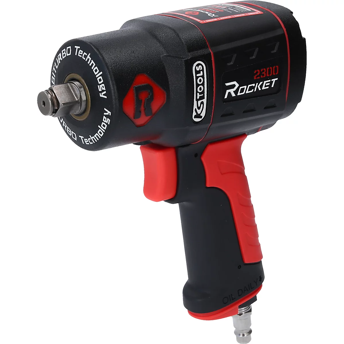 Schwarzer und roter KS Tools Druckluft-Schlagschrauber Rocket 2300 auf weißem Hintergrund.