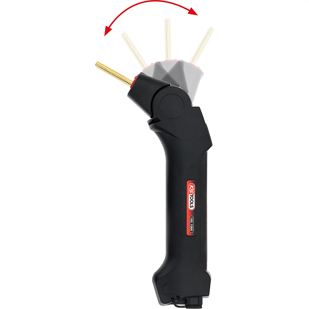 Schwarzes Schweissbrenner-Handstück mit verstellbarem Kopf und rotem KS Tools Logo.