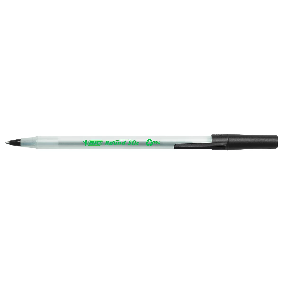 Kugelschreiber mit Kappe BIC® ECOlutions® Round Stic®, 0,4 mm, recycelt, schwarz, 60 Stck.