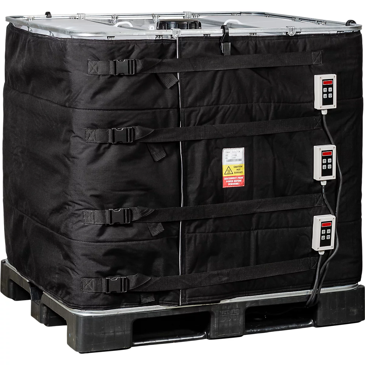 Kuhlmann Manteau chauffant IBC, numérique, pour conteneur IBC 1000 l, 3 x 1000 W, plage de température 0-90 °C, IP40, L 4400 x l 10 x H 1000 mm, noir