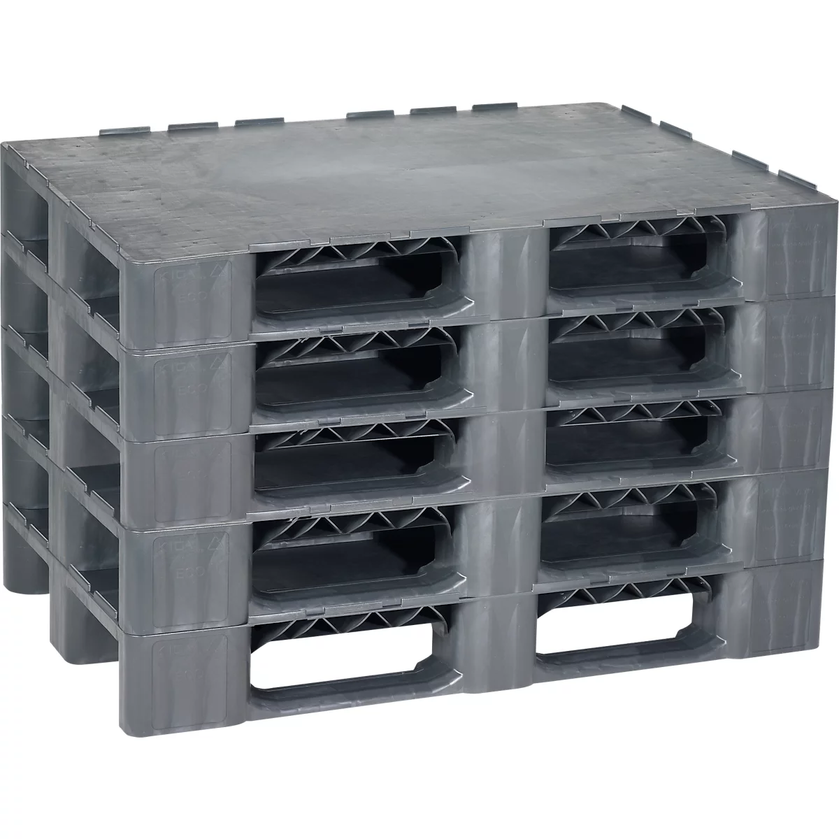 Kunststof pallet Vivo met antisliprand, 5 stuks