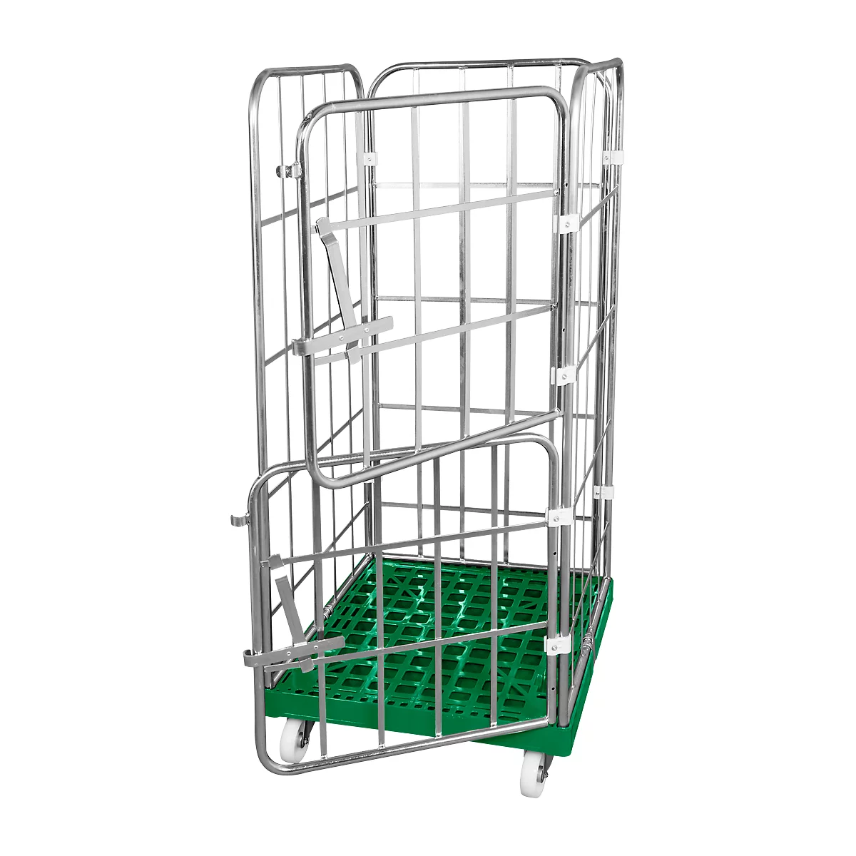 Kunststof rolplaat, 2 zijhekken, 1 achterwand, 2 halve voorwanden, groen RAL6024