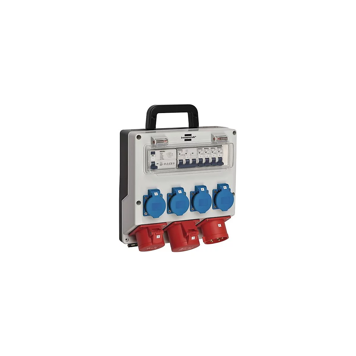 Kunststof wandverdeler CEE-32 A,5-polig 1xCEE 16 A,1xCEE 32A,4x230V