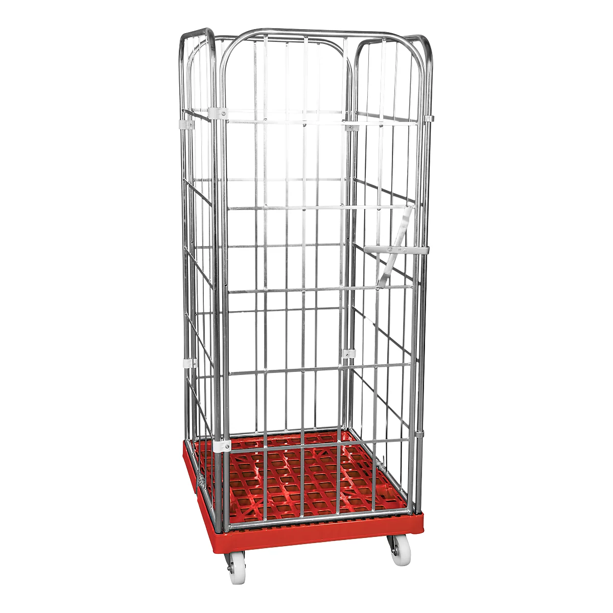 Kunststoff-Rollplatte mit 2 Seitengittern, 1 Rückwand, 1 Vorderwand, feuerrot RAL 3000