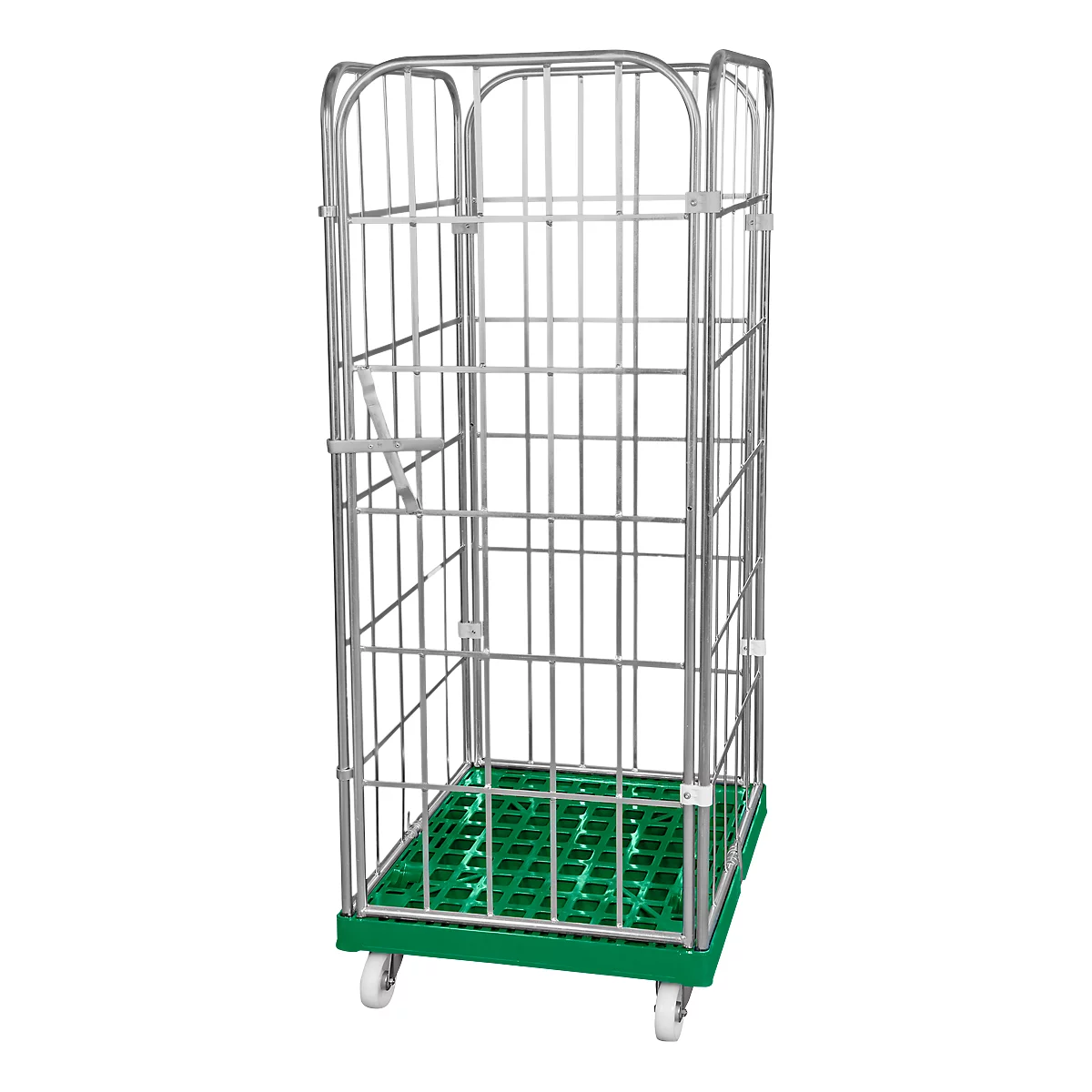 Kunststoff-Rollplatte mit 2 Seitengittern, 1 Rückwand, 1 Vorderwand, grün RAL 6024