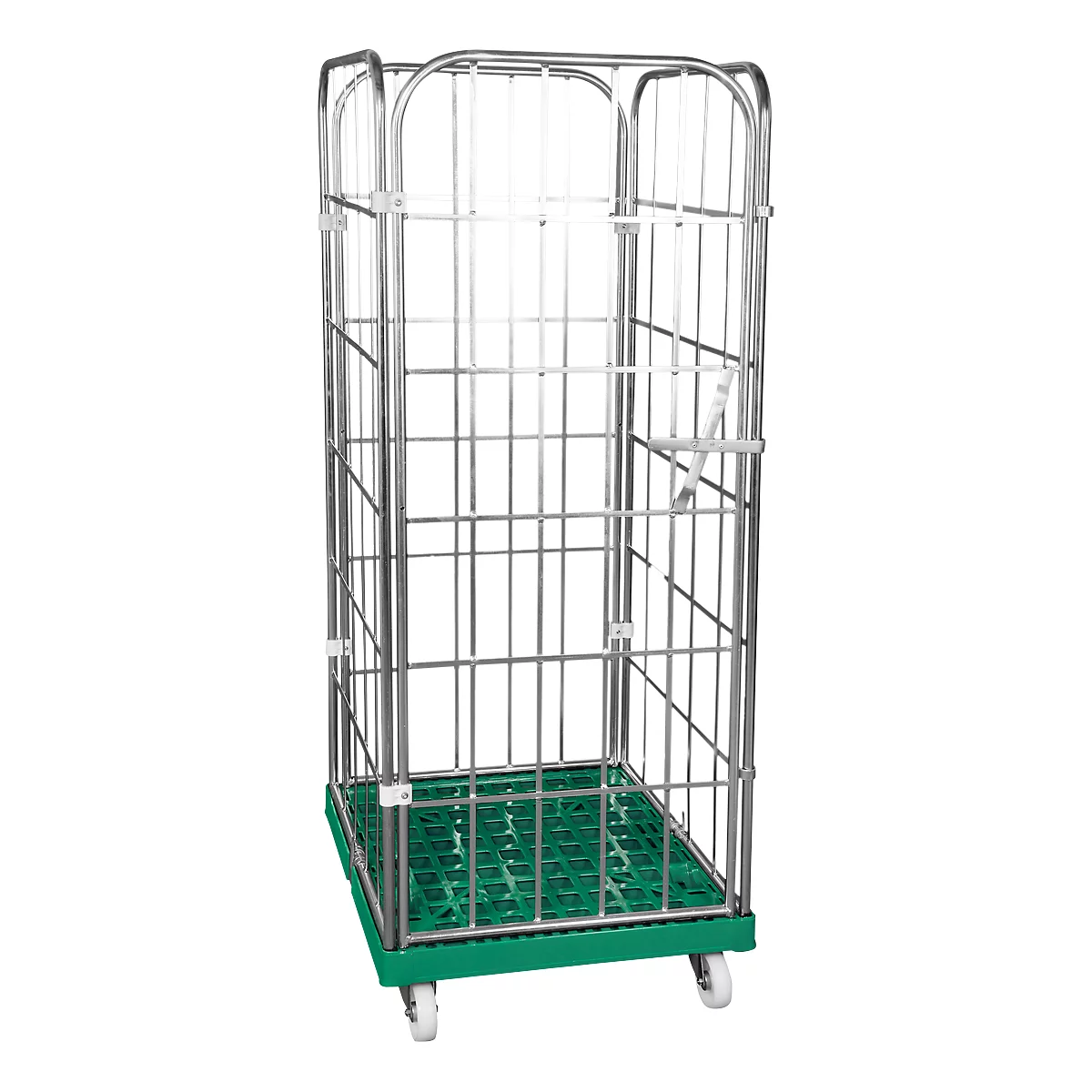 Kunststoff-Rollplatte mit 2 Seitengittern, 1 Rückwand, 1 Vorderwand, grün RAL 6024