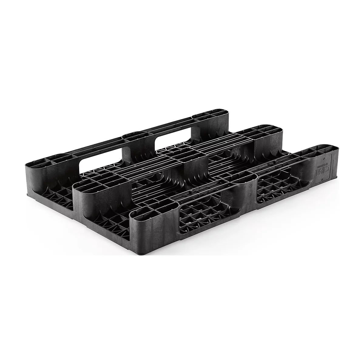 Kunststoffpalette, L 1200 x B 800 x H 145 mm, 4-seitg einfahrbar, 3 Kufen, Antirutschkante, bis 5000 kg, 5 Stück