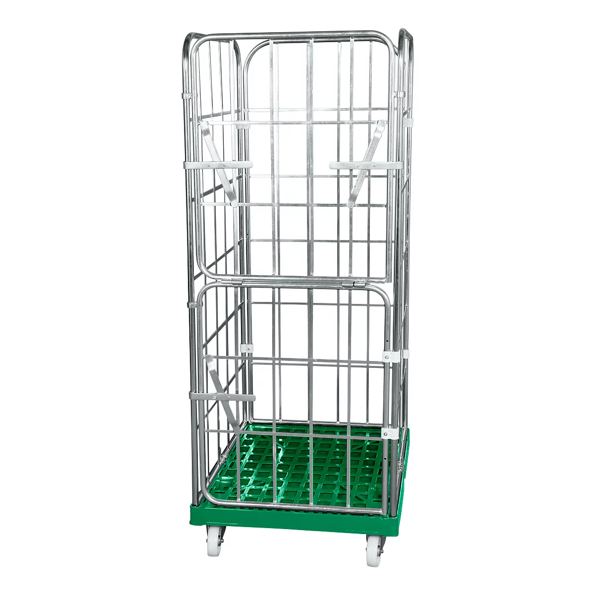 Kunststoffrollplatte, 2 Seitengittern, 1 Rückwand, 2 halbe Vorderwände, grün RAL6024