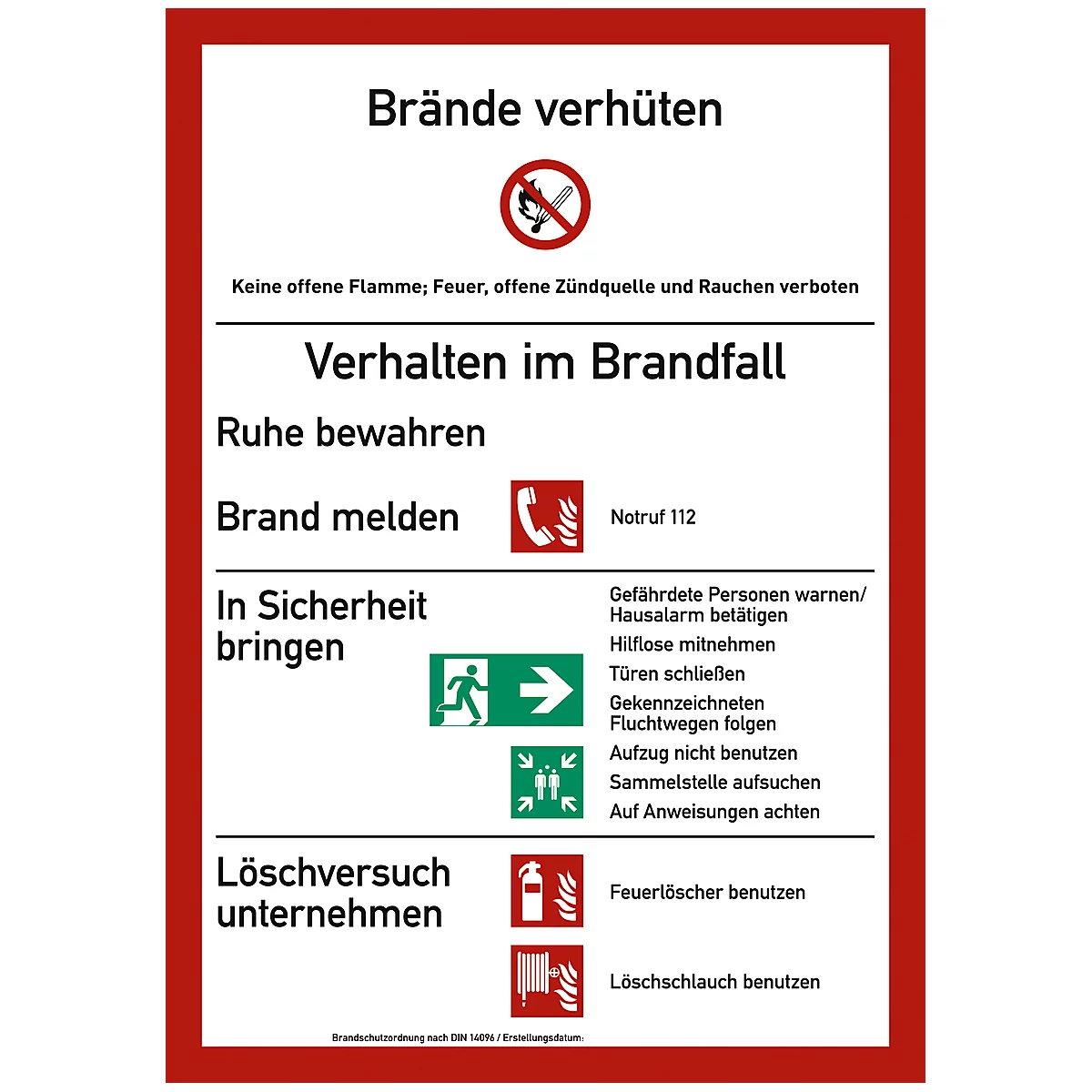 Kunststoffschild 'Brandschutzordnung'