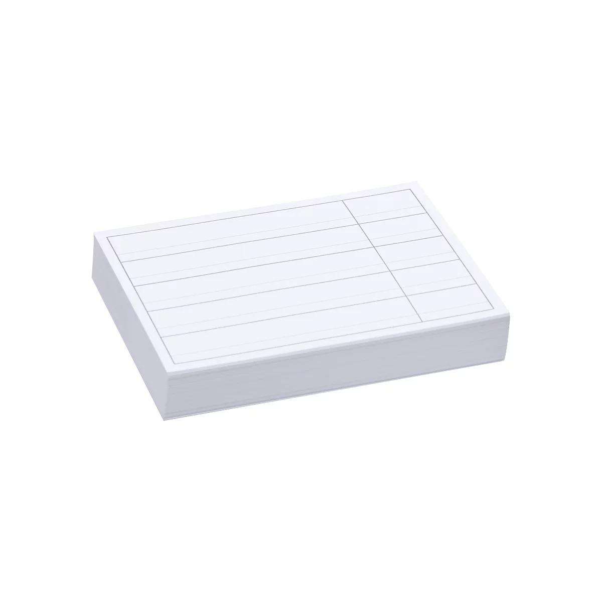 Stack of white notepads, with a lined surface and a field for headings.
