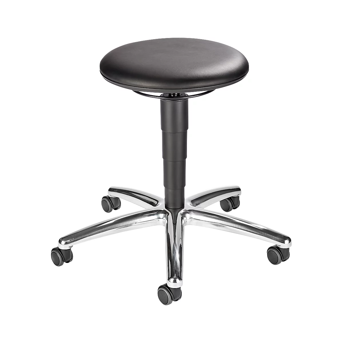 Labokruk bimos, met wielen, voor laboratoria en hygiënekritische ruimtes,, in hoogte verstelbaar, B 400 x D 400 x H 460-630 mm, kunstleer, zwart