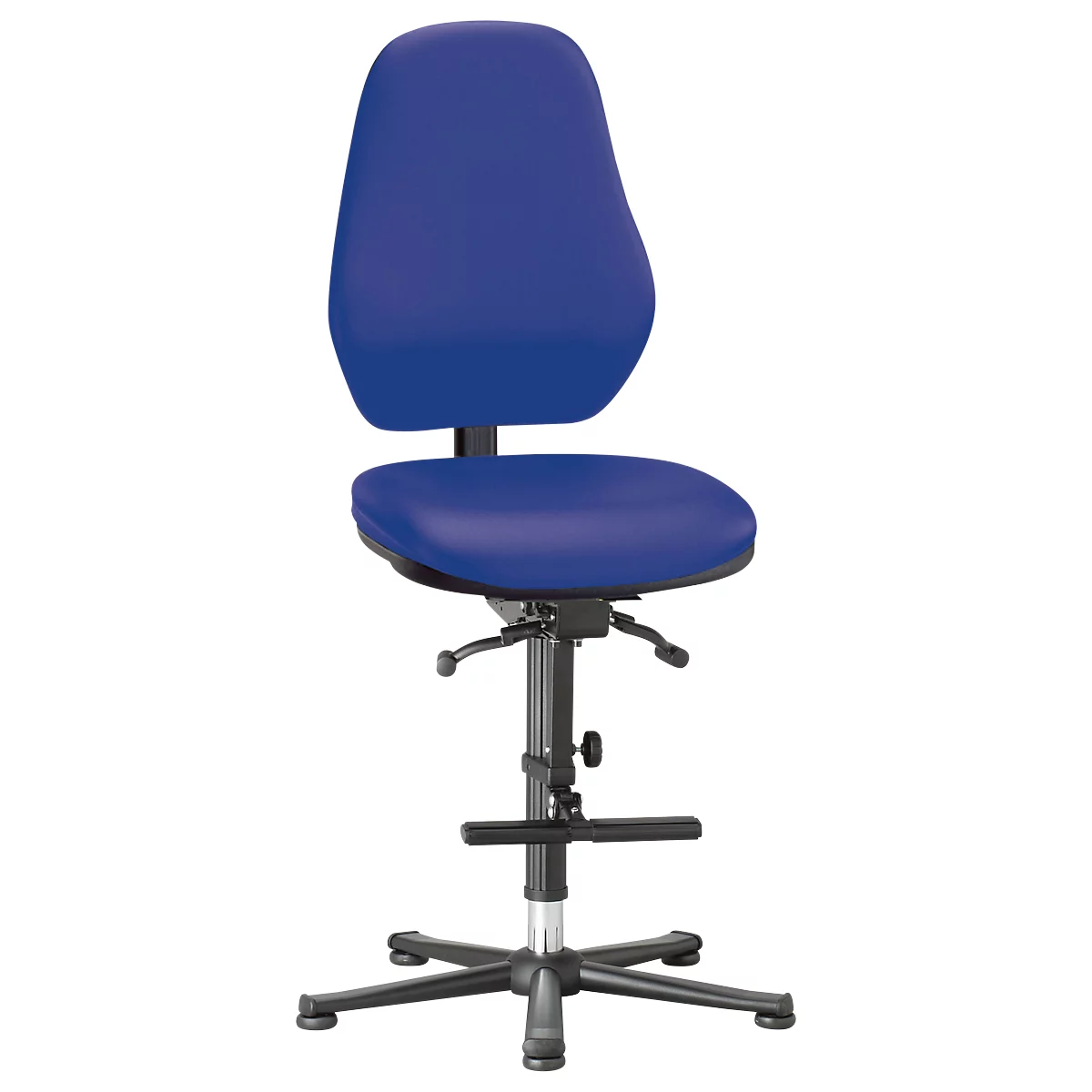 Labordrehstuhl Basic, mit Aufstiegshilfe, Kunstleder, Stamskin Top blau