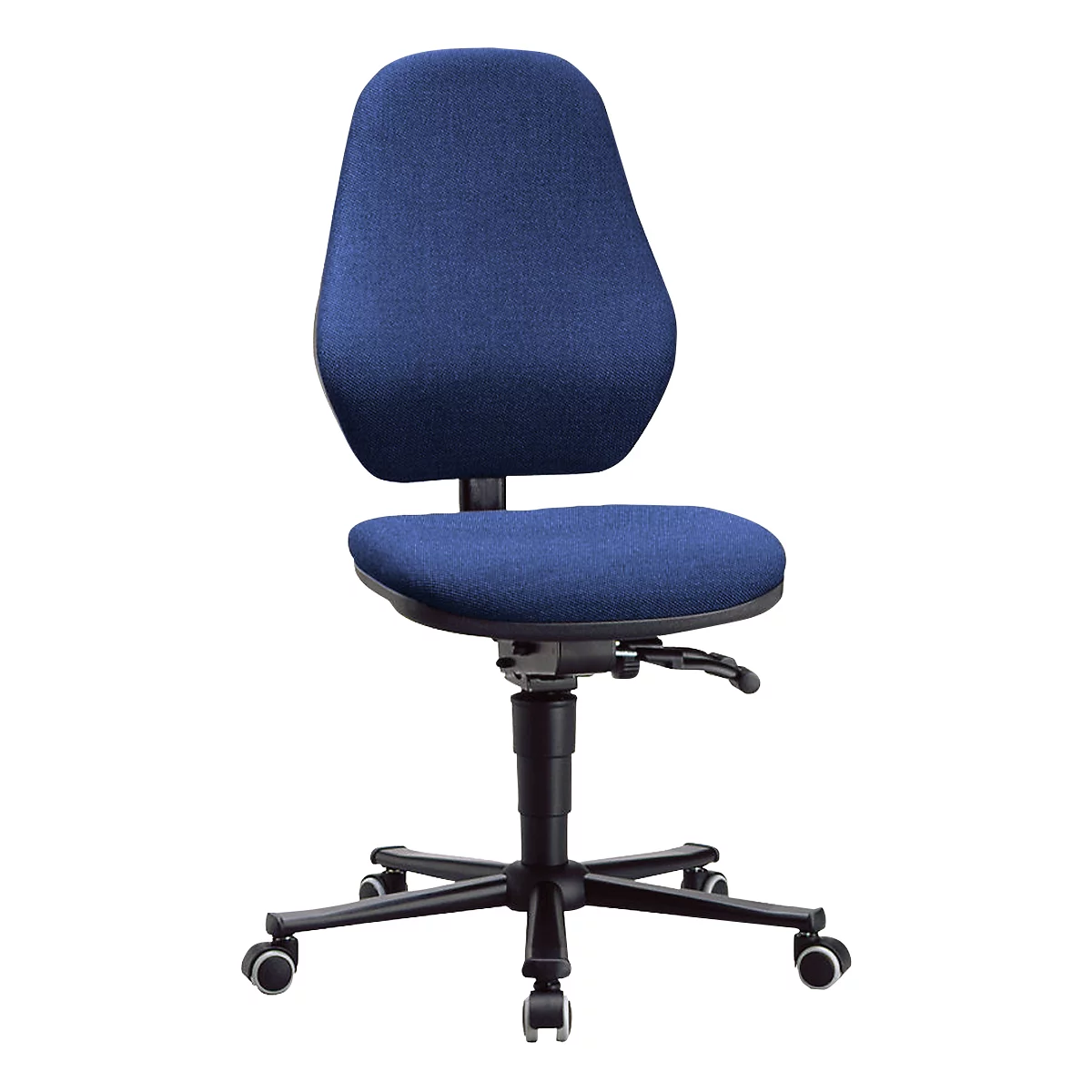 Labordrehstuhl Basic, mit Rollen, Stoffpolster, Duotec blau