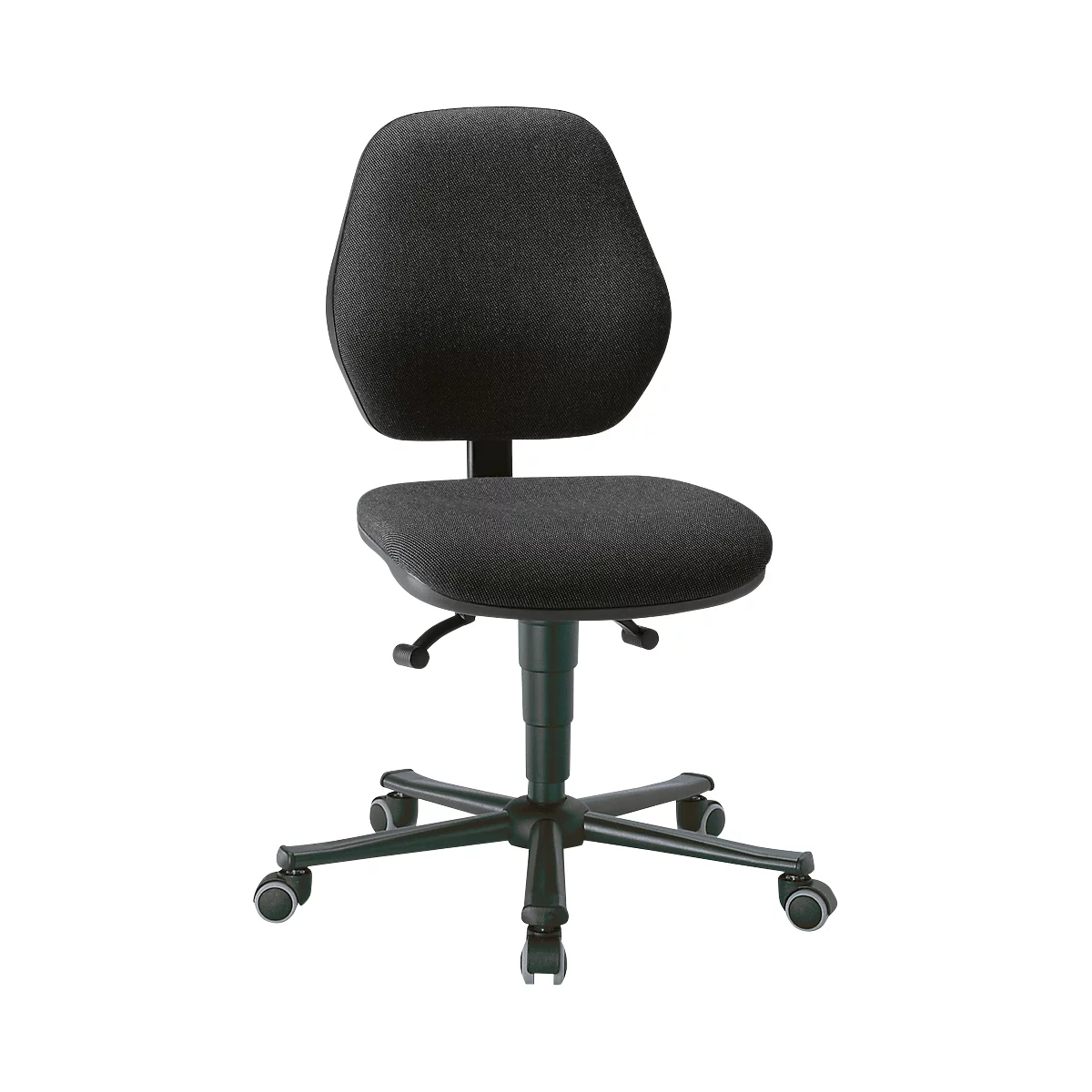 Labordrehstuhl LEANOS 9133, mit Rollen, Stoffpolster, Duotec schwarz meliert