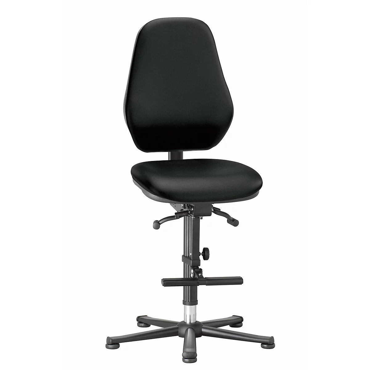 Labordrehstuhl LEANOS 9136, Kunstleder, mit Gleiter und Aufstiegshilfe, Stamskin Top schwarz