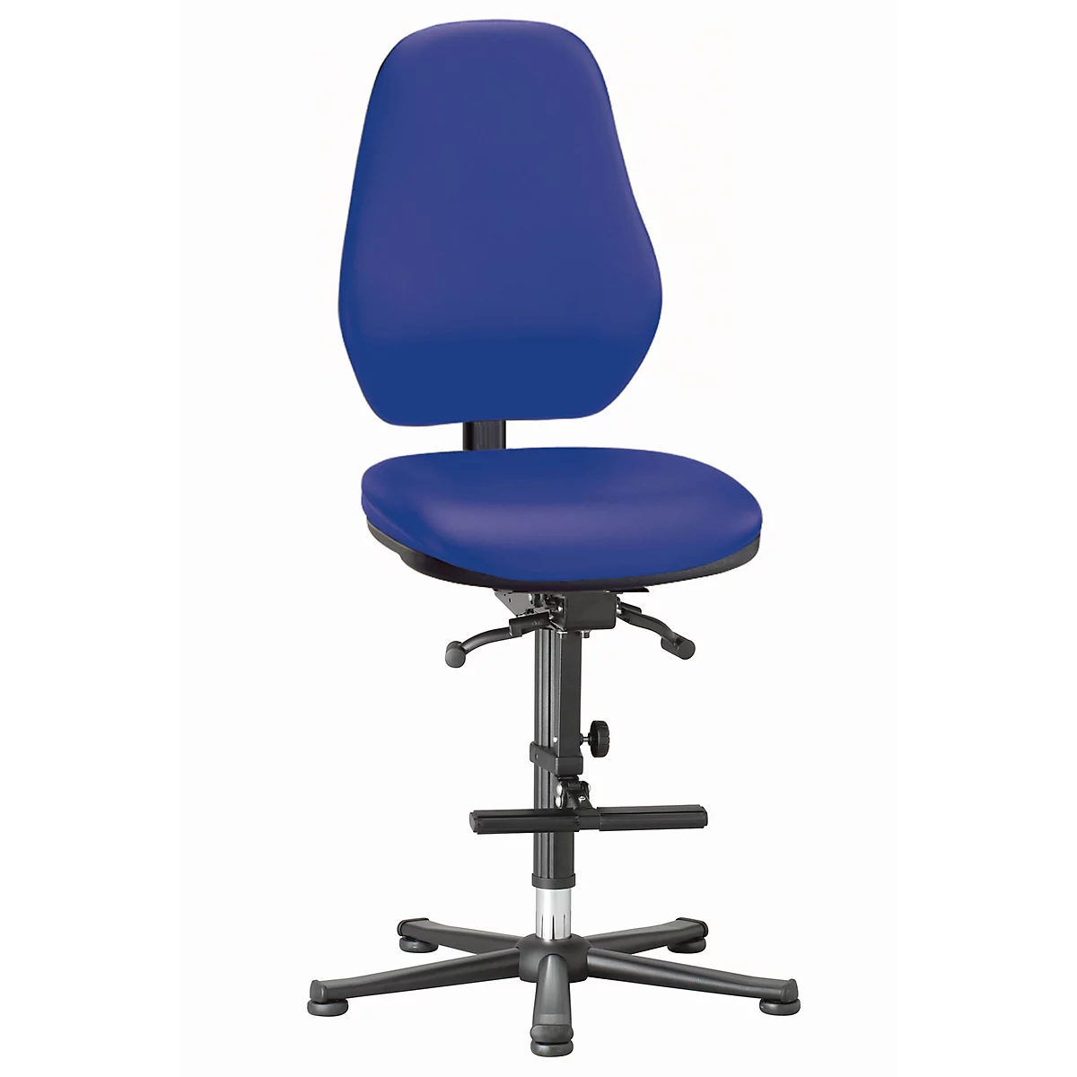 Labordrehstuhl LEANOS 9136, mit Gleiter u. Aufstiegshilfe, Kunstleder, Stamskin Top blau