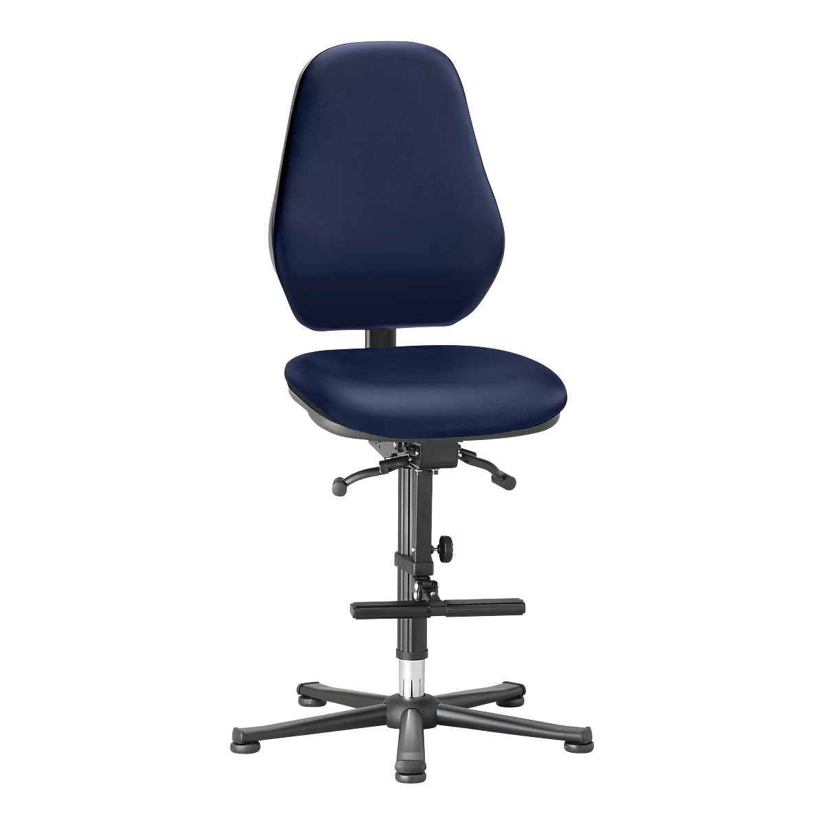 Labordrehstuhl LEANOS 9136, mit Gleiter und Aufstiegshilfe, Kunstleder, blau