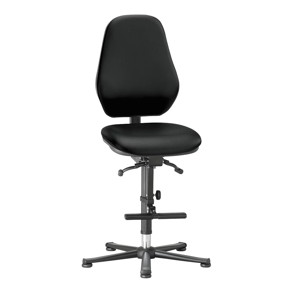 Labordrehstuhl LEANOS 9136, mit Gleiter und Aufstiegshilfe, Kunstleder, schwarz