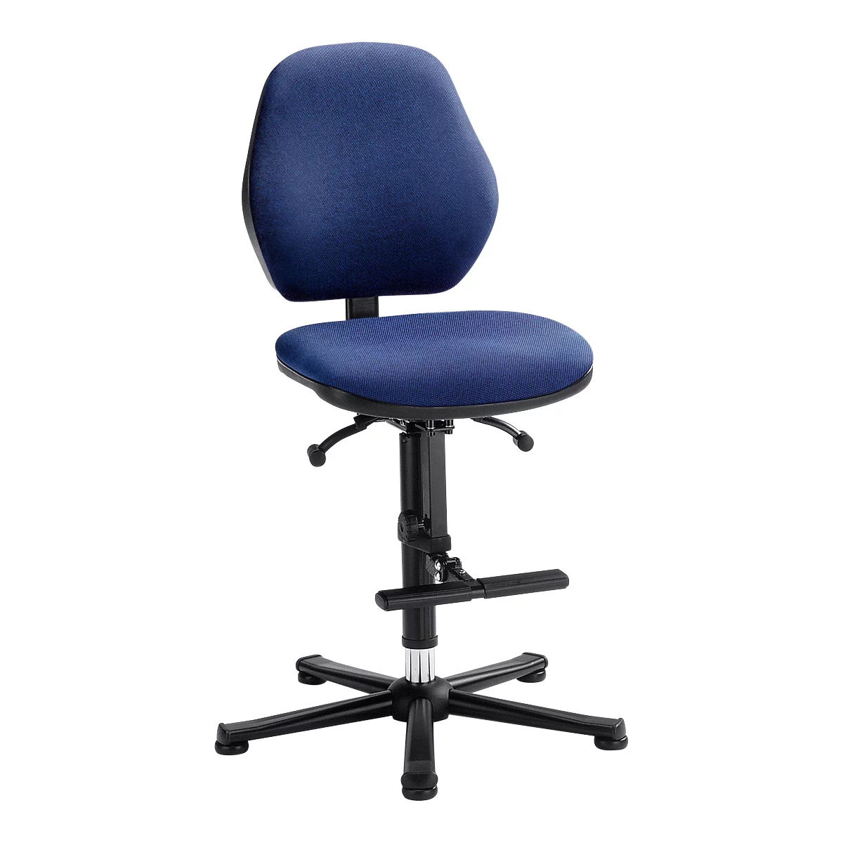 Laborstuhl LEANOS 9131, mit Gleiter u. Aufstiegshilfe, Stoffpolster, Duotec blau