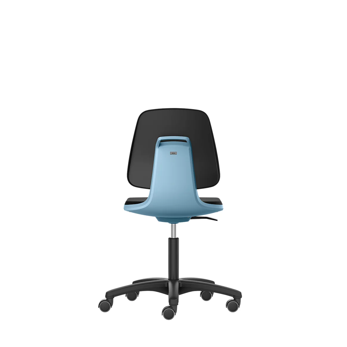 LABSIT labostoel, zonder armleuningen, met wielen, hoogte rugleuning 420 mm, kunstleer, blauw