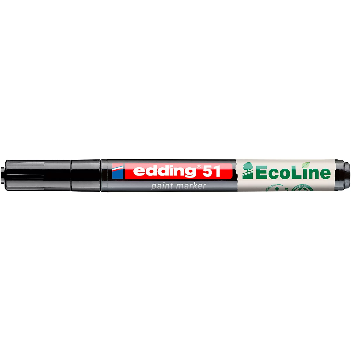 Ein schwarzer Edding 51 Ecoline Markierstift.