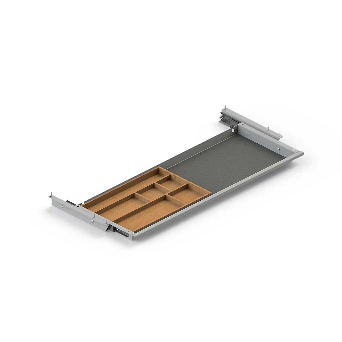 Lade voor elektrisch in hoogte verstelbaar Elements bureau, metaal met bamboe inleg, B 759,6 x D 264,5 x H 36,5 mm, zilver