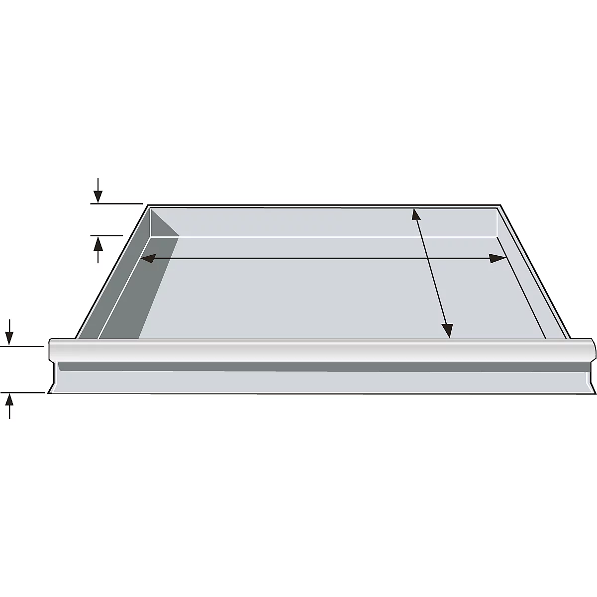 Lade voor legbordstelling R 3000 en R 4000 - ESCH351010-HS-Z - stalen - voor vak breedte 994 mm - B 907 x D 500 x H 100 mm - zilverkleurig