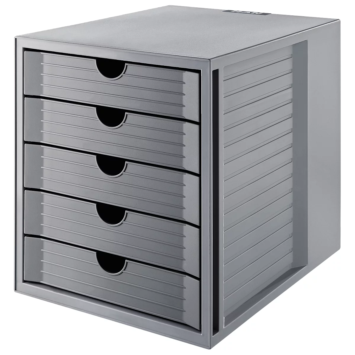 Ladebak SYSTEMBOX KARMA, 5 gesloten lades, DIN A4, licht lopend, B 274 x D 330 x H 320 mm, grijs