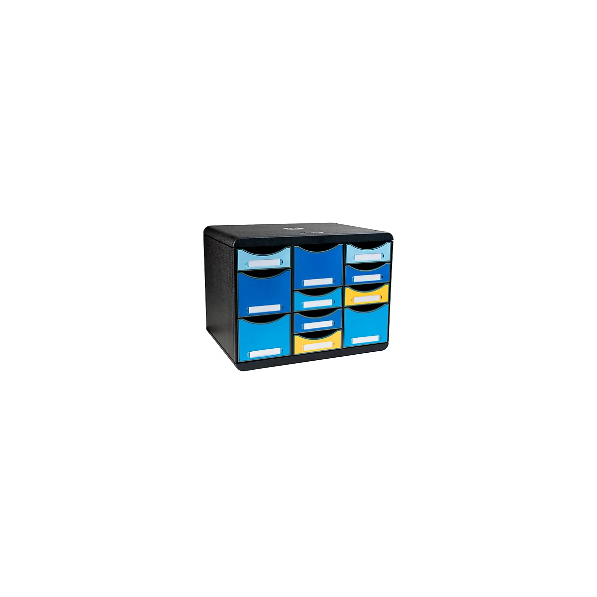 Ladebox Exacompta BEE BLUE Store Box Multi, 7 kleine &amp; 4 hoge lades met uittrekstop &amp; verzonken greep, kunststof, zwart