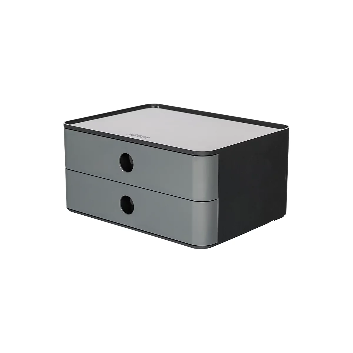 Ladebox HAN Allison Smart-Box, 2 laden met scheidingswanden, kabelhouder, stapelbaar, ABS-kunststof, graniet-grijs