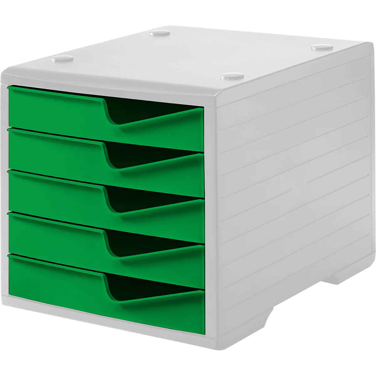 Ladebox styro® styroswing, 5 laden, uittrekstop &amp; verzonken greep, stapelbaar, B 270 x D 340 x H 255 mm, polystyreen, grijs-gekko