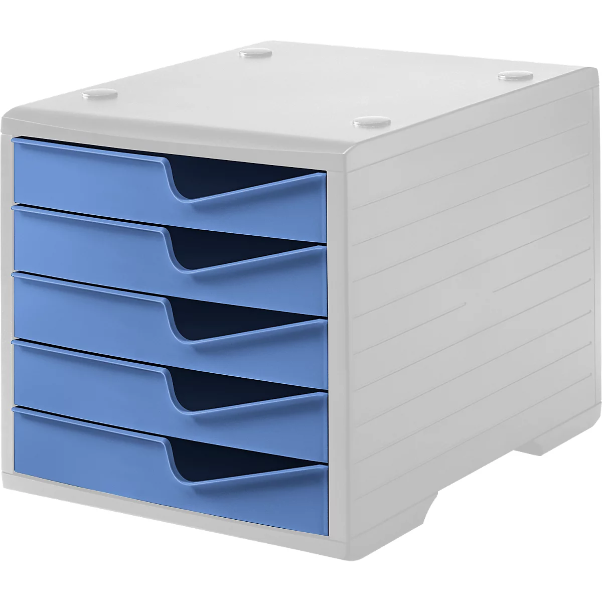 Ladebox styro® styroswing, 5 laden, uittrekstop &amp; verzonken greep, stapelbaar, B 270 x D 340 x H 255 mm, polystyreen, grijs-korenbloemig