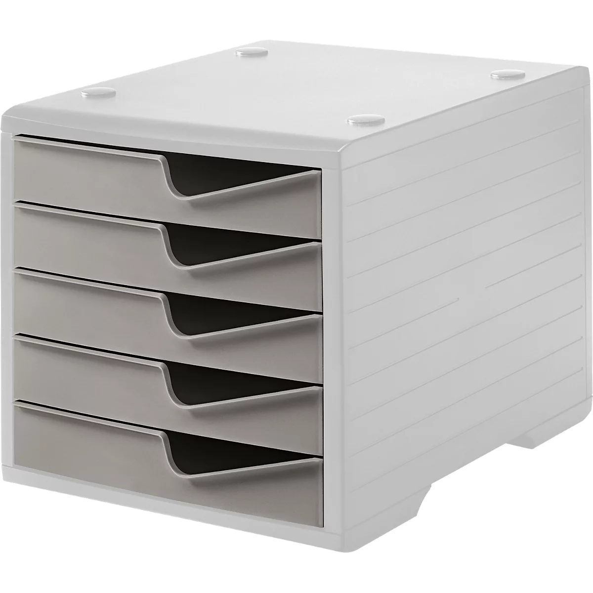 Ladebox styro® styroswing, 5 laden, uittrekstop &amp; verzonken greep, stapelbaar, B 270 x D 340 x H 255 mm, polystyreen, grijs-taupe