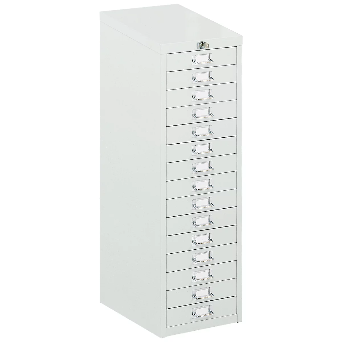 Ladekast met centrale vergrendeling, 15 schuifladen, 940 mm hoog, lichtgrijs