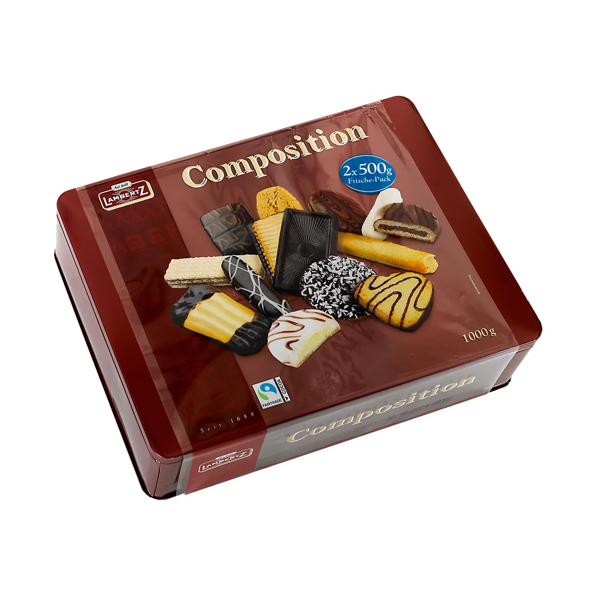 Lambertz Gebäckmischung Composition, Metalldose, 13-fach sortiert, in 4er-Frischepacks, 1 kg Inhalt