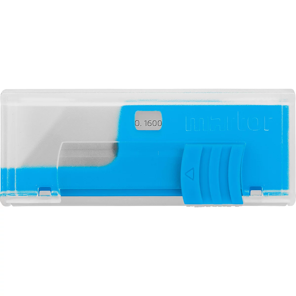 Lame de rechange Martor n° 160099, forme trapézoïdale, utilisable 2 fois, épaisseur 0,63 mm, L 55,5 x l 19 mm, acier inoxydable, 10 pièces