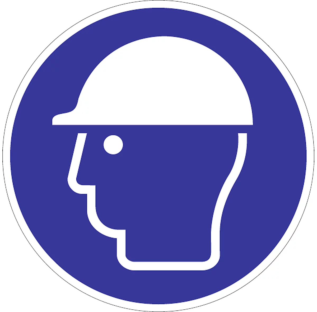 Lámina autoadhesiva 'use el casco de protección'.