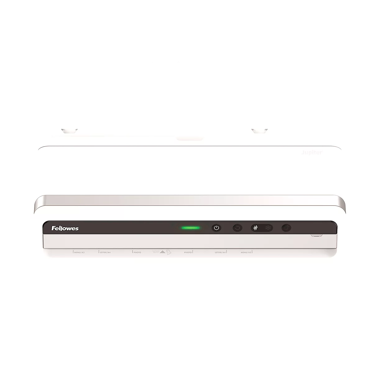 Lamineermachine Fellowes® Jupiter A3, tot A3, voor filmdikte tot 250 μ, 1400 mm/min, auto-reverse, opwarmtijd 1 min, 10 lamineerfolies, zilver-wit