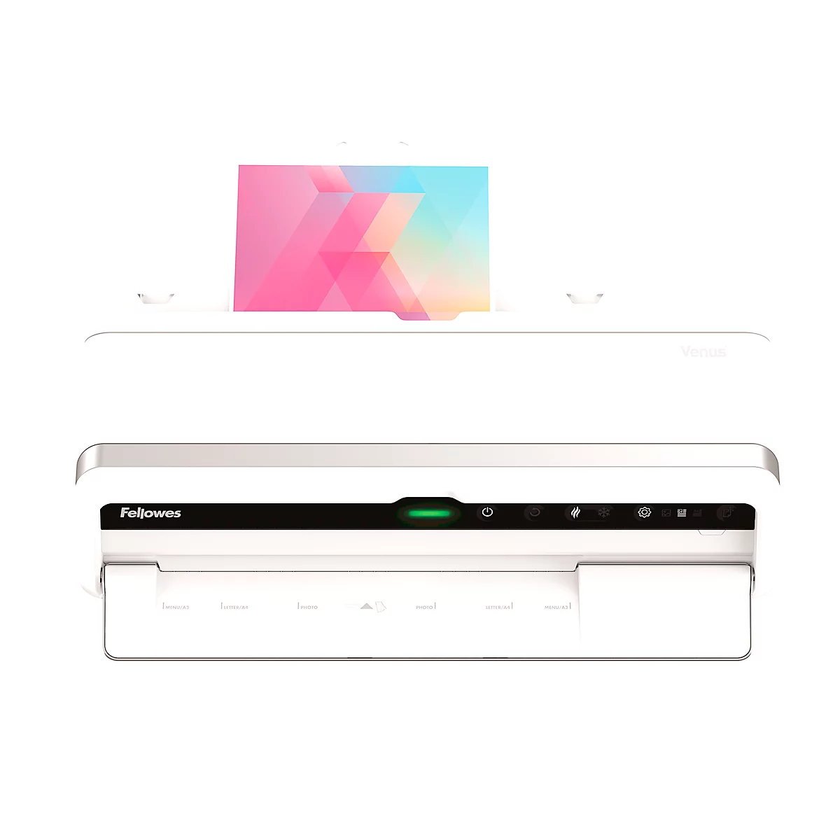 Lamineermachine Fellowes® Venus A3, tot A3, voor filmdikte tot 250 μ, 2180 mm/min, auto-reverse, opwarmtijd 30 sec-1 min, met 10 films, zilver-wit