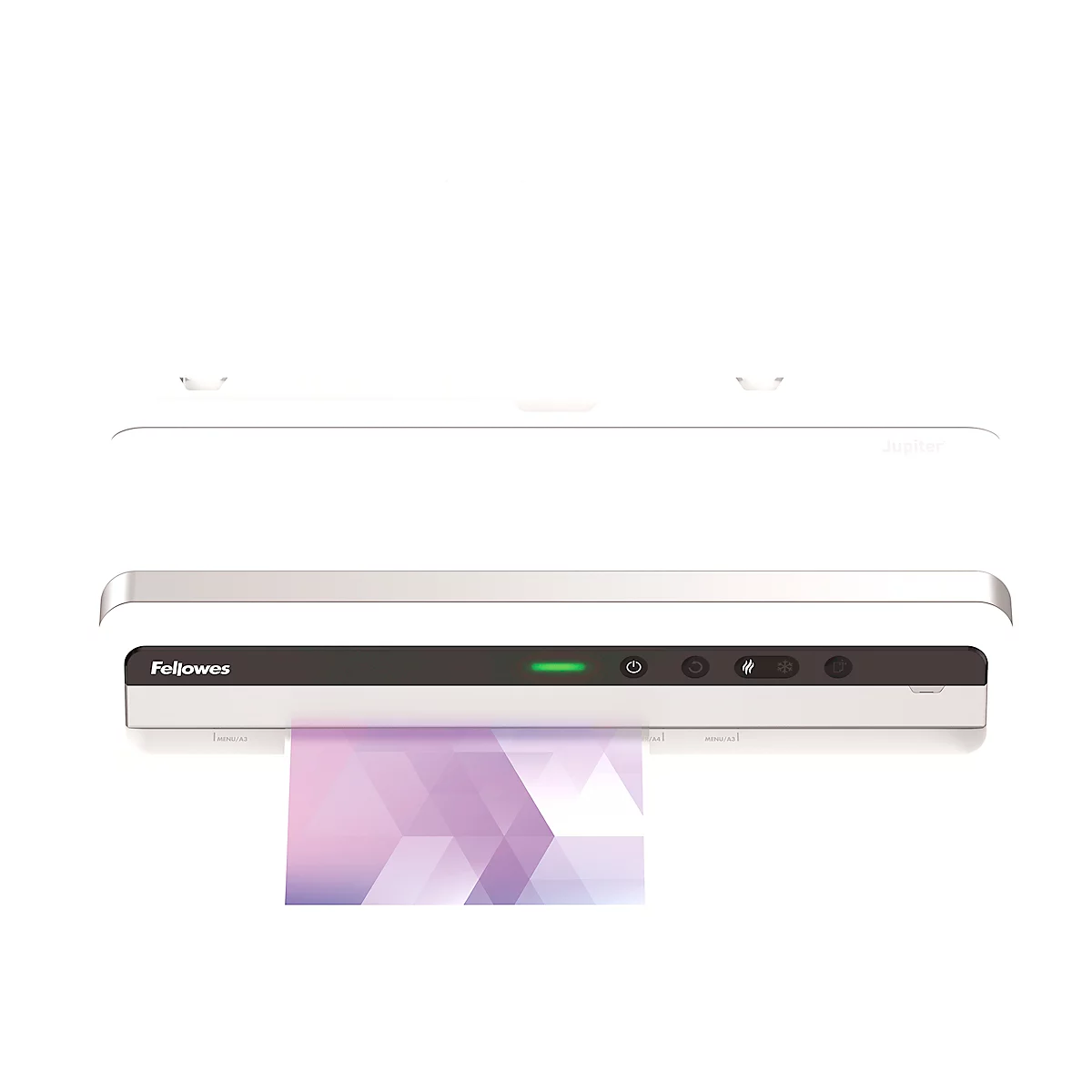 Laminiergerät Fellowes® Jupiter A3, bis A3, für Folienstärke bis 250 μ, 1400 mm/min, Auto-Rücklauf, Aufwärmzeit 1 min, 10 Laminierfolien, silber-weiß