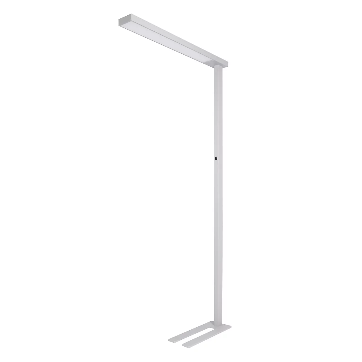 Lampadaire LED Linearo, puissance 50 W, 5600 lm, 4000 K, compatible avec un poste de travail sur écran, L 880 x l 100 x H 1852 mm, aluminium &amp; acier, blanc alu RAL 9006