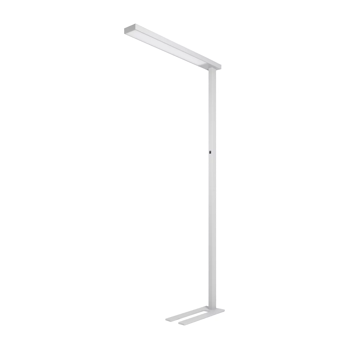 Lampadaire LED Linearo, puissance 50 W, 5600 lm, 4000 K, compatible avec un poste de travail sur écran, L 880 x l 100 x H 1852 mm, aluminium &amp; acier, blanc alu RAL 9006