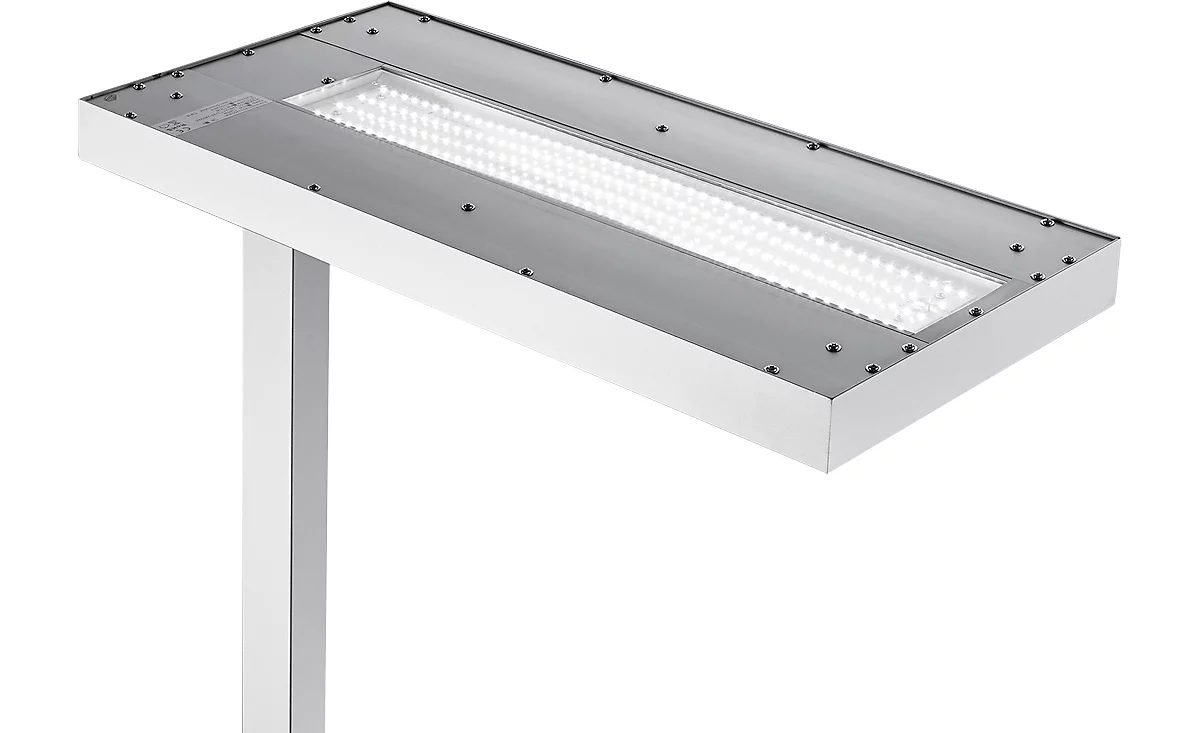 Lámparas de suelo LED, de regulación continua, iluminación directa e indirecta, H 1950 mm, 2 x 30 W, aluminio plateado
