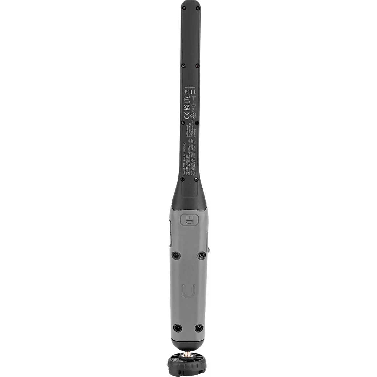 Lampe d'atelier à LED Ansmann IL700R, 700 lumens (lampe principale), 120 lumens (lampe bouton), jusqu'à 15 h, orientable, L 40 × P 44,5 × H 384 mm, plastique