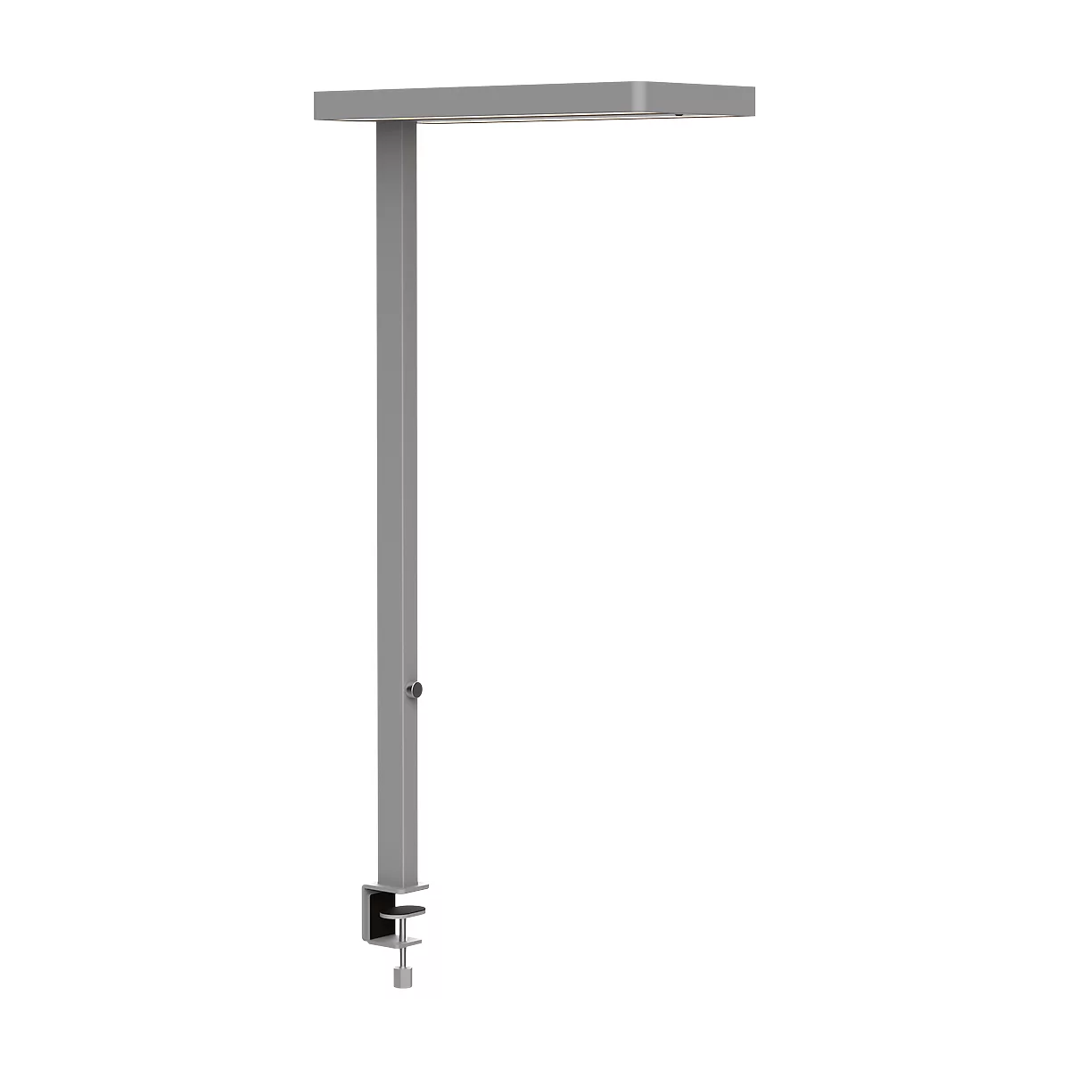 Lampe de bureau à pince LED MAULjuvis, intensité lumineuse variable, détecteur de mouvement et de lumière du jour, aluminium blanc RAL 9006